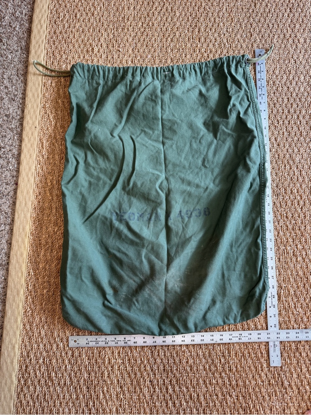 Olive Green Drawstring Canvas Bag 22 x 32 inches